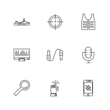 Minimalist düz app simgeler, vektör çizim dijital cihazlar için