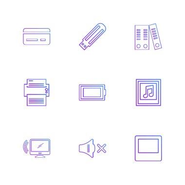 Beyaz arka plan, vektör çizim üzerinde birçok rasgele simgeler