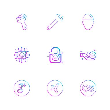 Beyaz arka plan üzerinde renkli minimalist düz vektör app simgeleri