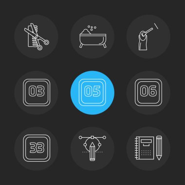 farklı minimalist düz vektör app simge kümesi