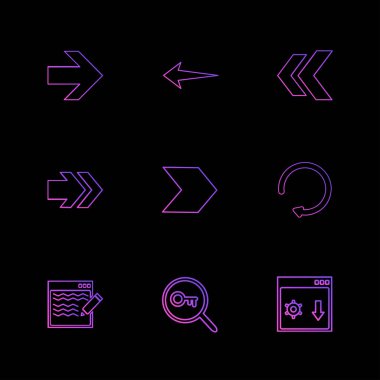 farklı minimalist düz vektör app simgeler siyah arka plan üzerine