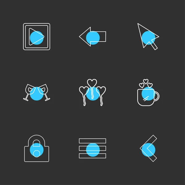 Platte Vector Illustratie Pictogrammen Set Van App Pictogrammen — Stockvector