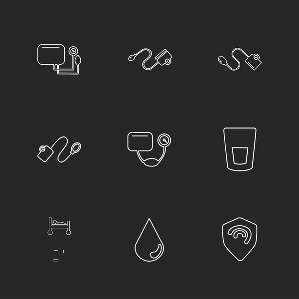 Minimalistic Vector App Icons Black Background Flat Style — Stock Vector