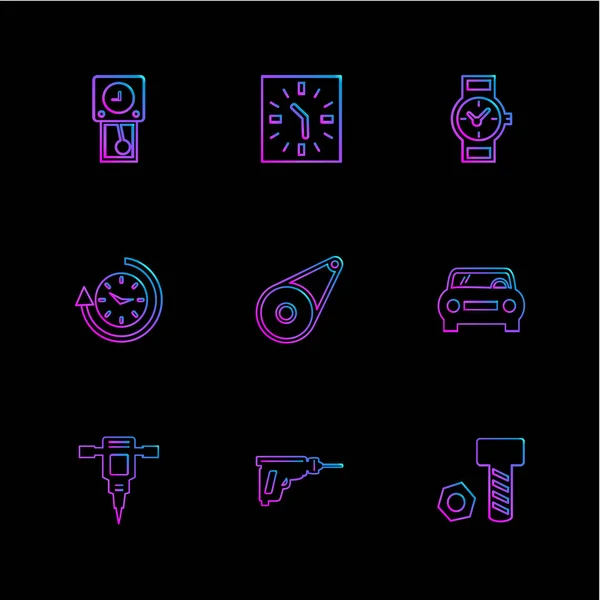 Iconos Web Gráficos Sobre Fondo Negro Ilustración Vectorial — Vector de stock