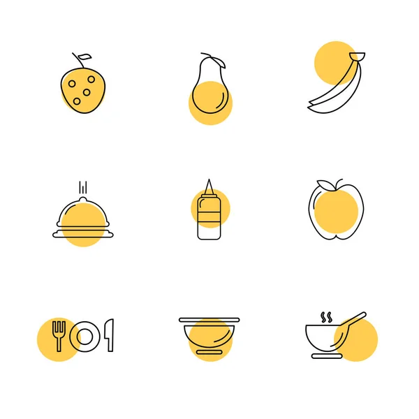 Food Drinks App Icons White Background Vector Illustration — Stock Vector