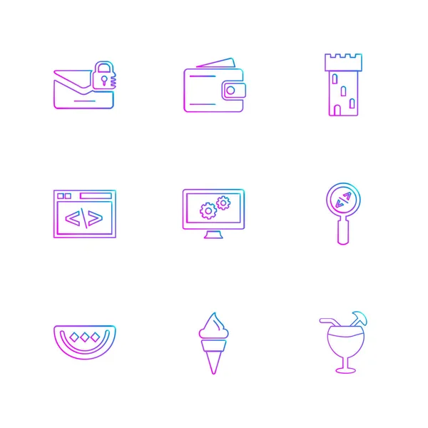 Iconos Ilustración Vectorial Conjunto Iconos Sobre Fondo Blanco — Vector de stock