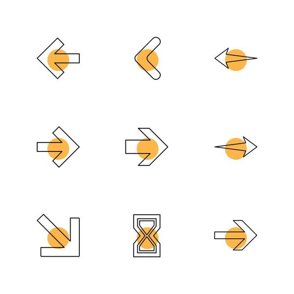 Pfeile Icons Set Vektor Design Flache Kollektion — Stockvektor