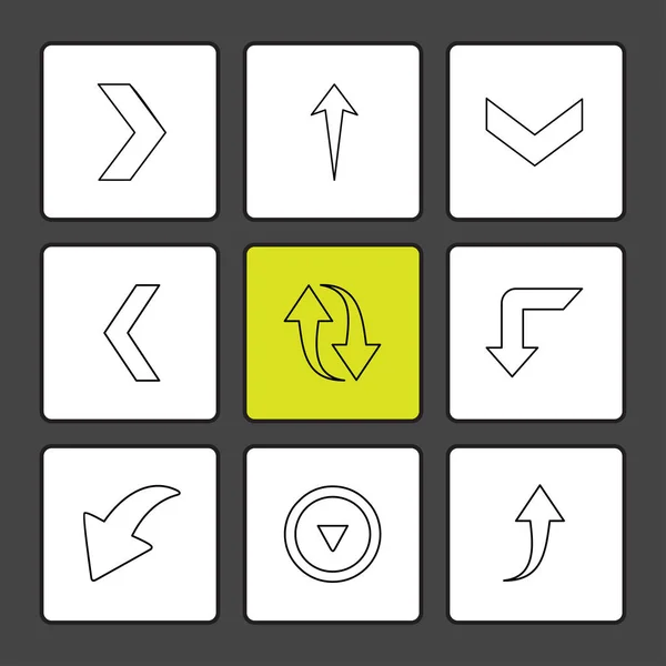 Minimalistische Platte App Pictogrammen Zwarte Achtergrond — Stockvector