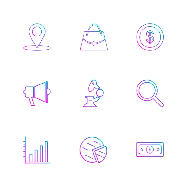 Colección Vectorial Iconos Diseño Plano Creativo Compras — Vector de stock