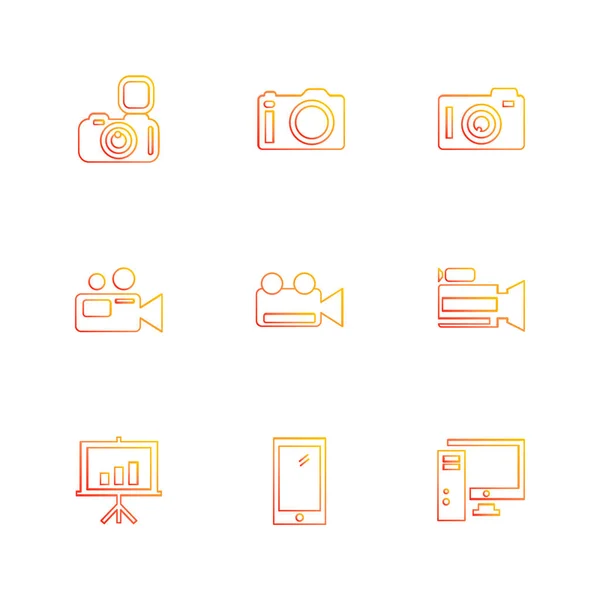 Set Flat App Icons Isolated White Background — Stock Vector