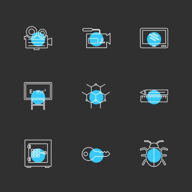 siyah arka plan üzerine minimalist düz app simgeleri