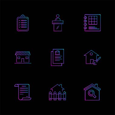 farklı minimalist düz vektör app simgeler siyah arka plan üzerine