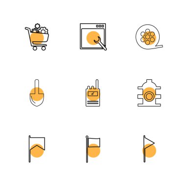 Beyaz arka plan üzerinde farklı minimalist düz vektör app simgeleri