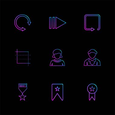 siyah arka plan, düz stil minimalist vektör app simgeleri