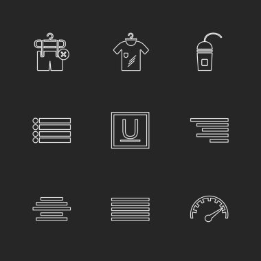 siyah arka plan, düz stil minimalist vektör app simgeleri