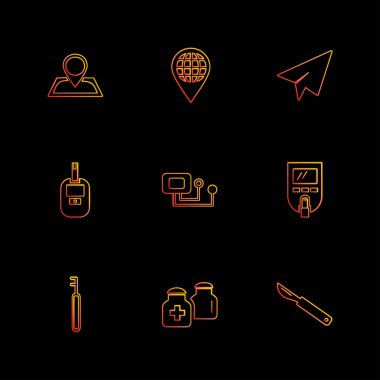 siyah arka plan üzerine minimalist düz app simgeleri