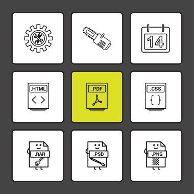 siyah arka plan üzerine minimalist düz app simgeleri