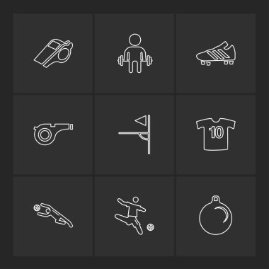 düz vektör illüstrasyon ikonlar, simgeler siyah arka plan üzerine ayarla