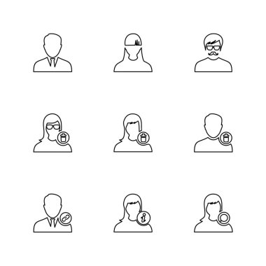 Beyaz arka plan üzerinde farklı minimalist düz vektör app simgeleri