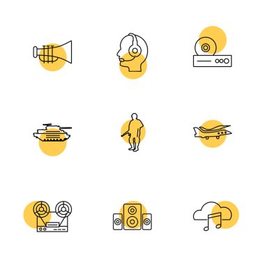 Beyaz arka plan üzerinde renkli minimalist düz vektör app simgeleri