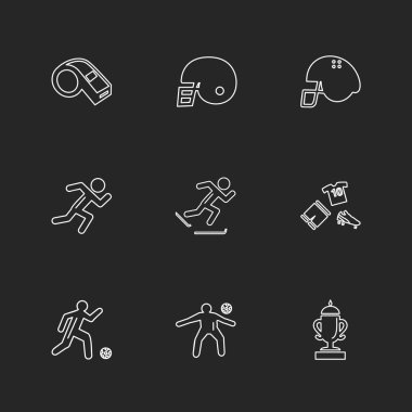 siyah arka plan, düz stil minimalist vektör app simgeleri