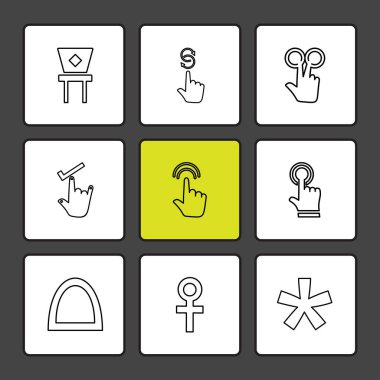 Beyaz arka plan üzerinde farklı minimalist düz vektör app simgeleri