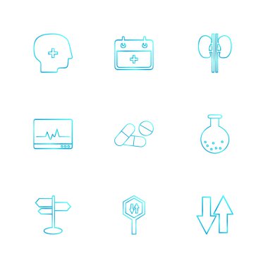 Minimalist düz app simgeler, vektör çizim dijital cihazlar için