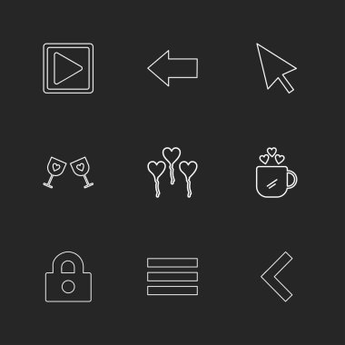 farklı minimalist düz vektör app simgeler siyah arka plan üzerine