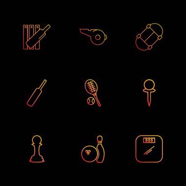 farklı minimalist düz vektör app simgeler siyah arka plan üzerine