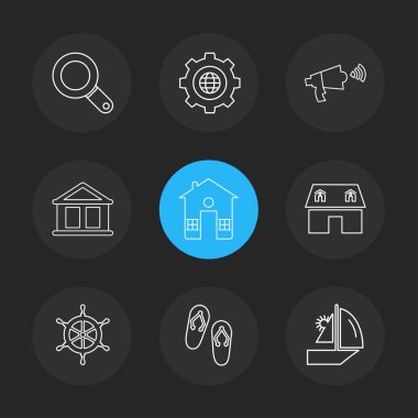 siyah arka plan üzerine minimalist düz app simgeleri