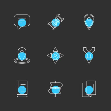 Dijital art, siyah arka plan üzerine Internet düz vektör app simgelerin ayarlamak