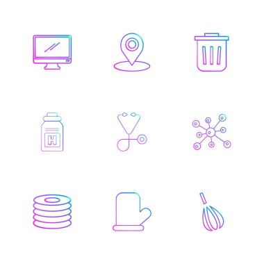 Beyaz arka plan üzerinde farklı minimalist düz vektör app simgeleri