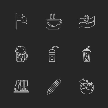 farklı minimalist düz vektör app simgeler siyah arka plan üzerine