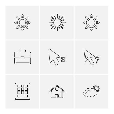 Beyaz arka plan üzerinde farklı minimalist düz vektör app simgeleri