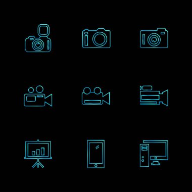 siyah arka plan üzerine minimalist düz app simgeleri