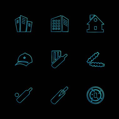 siyah arka plan üzerine minimalist düz app simgeleri