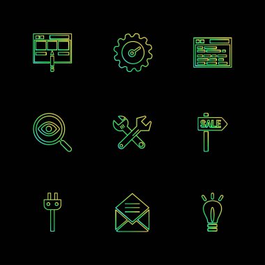 siyah arka plan üzerine minimalist düz app simgeleri