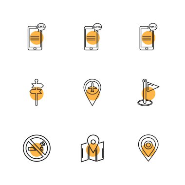 Minimalist düz app simgeler, vektör çizim dijital cihazlar için