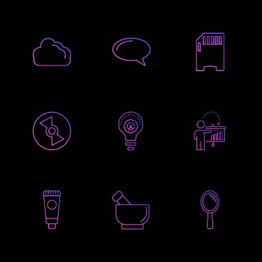 siyah arka plan üzerine minimalist düz app simgeleri