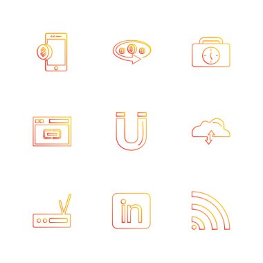 minimalist düz vektör app simgeleri beyaz arka plan üzerinde