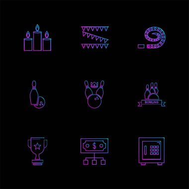 siyah arka plan, düz vektör çizim basit menekşe app simgeleri