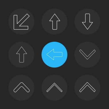 Farklı minimalist düz logotypes, vektör app simgeler siyah arka plan üzerine