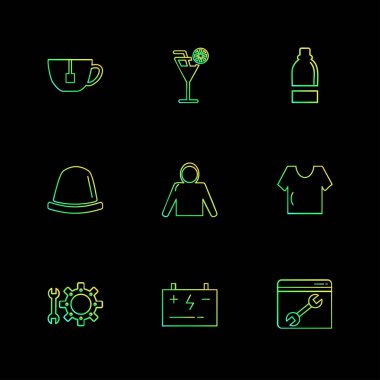 farklı minimalist düz vektör app simgeler siyah arka plan üzerine