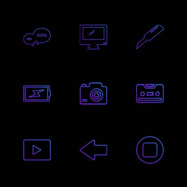 farklı minimalist düz vektör app simge kümesi
