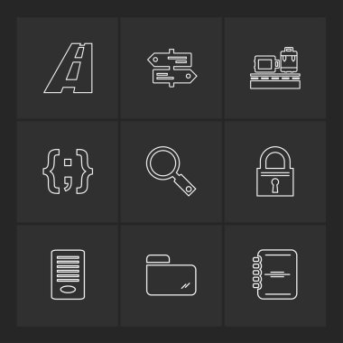 siyah arka plan üzerine minimalist düz app simgeleri