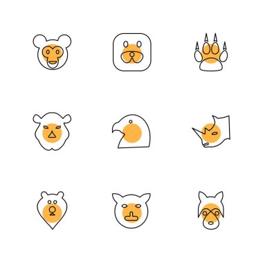 Beyaz arka plan üzerinde renkli daireler ile minimalist düz vektör app simgeleri