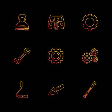 farklı minimalist düz vektör app simgeler siyah arka plan üzerine