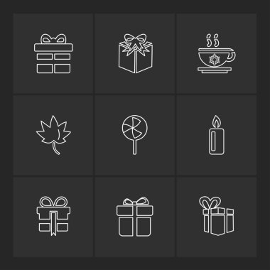siyah arka plan üzerine farklı minimalist düz vektör app simge kümesi
