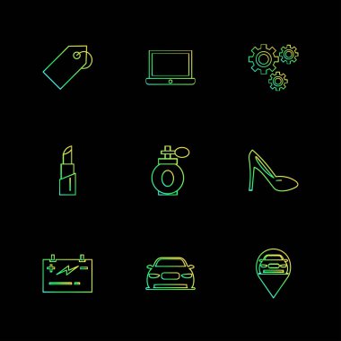 siyah arka plan üzerine minimalist düz app simgeleri