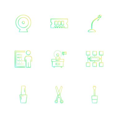 beyaz zemin üzerine minimalist düz app simgeleri